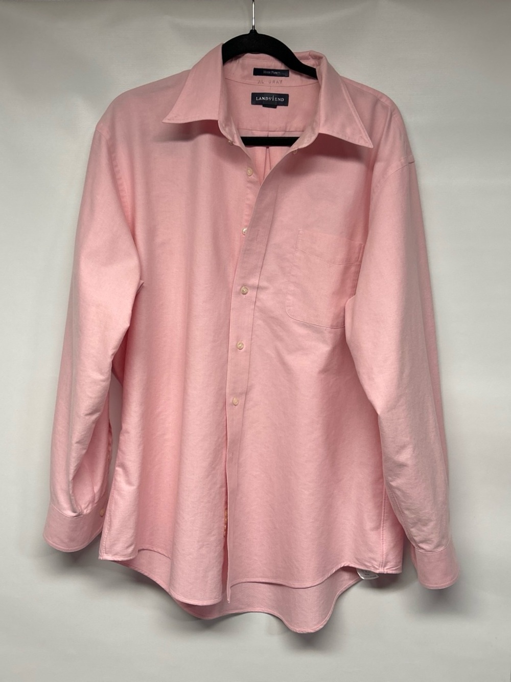 Lands' End Men's Light Pink Button-Front Dress Shirt